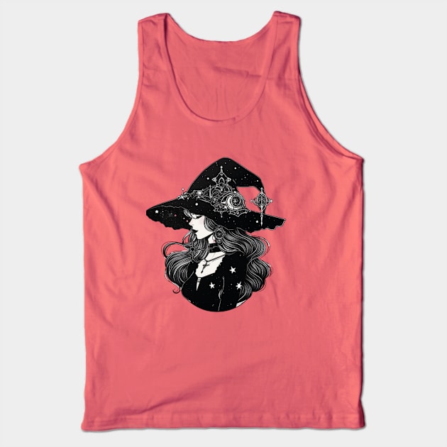 Black and White Gothic Astrology Witch Tank Top by DarkSideRunners